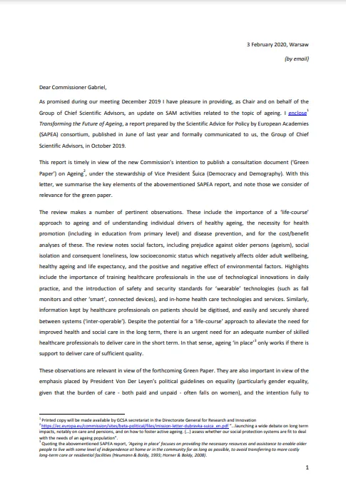Future of ageing letter of endorsement